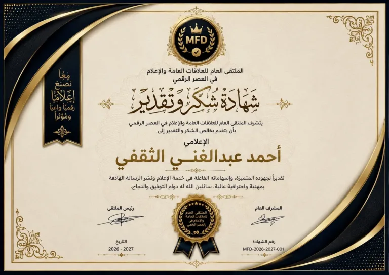 شهادة شكر وتقدير